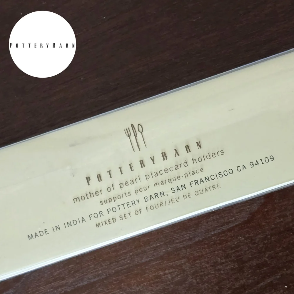 NWT Pottery Barn 8 Mother of Pearl Placecard Holders: 4 Round and 4 Rectangle